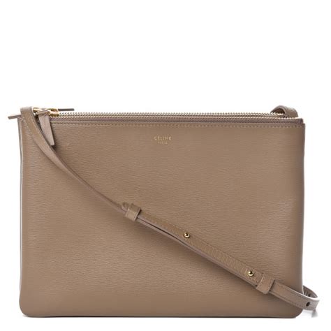 CELINE Lambskin Large Trio Crossbody Bag Taupe